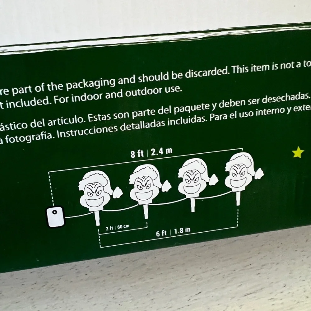 Christmas Green Grinch Battery-Operated Pathway Stakes (4 Count) New in Box